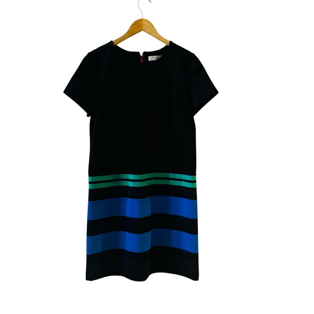 Ann Taylor Loft Multicolor Striped Shirt Sleeve Shift Dress Size 8